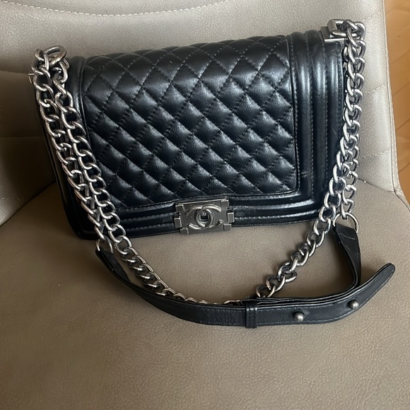 Leather Boyfriend quilted shoulder bag - Picture 3 of 4